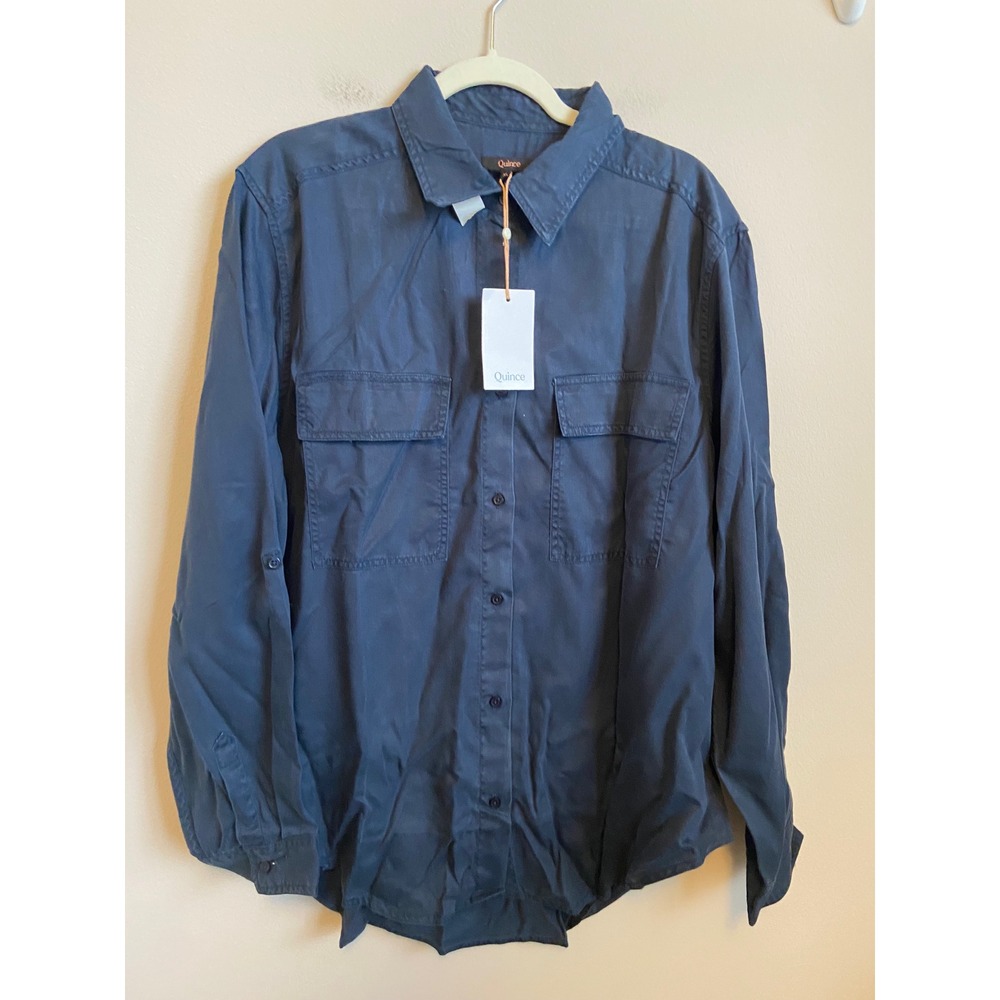 Quince Vintage Wash Tencel Utility Shirt Midnight Blue XL SCP001 Button Down - Picture 2 of 9